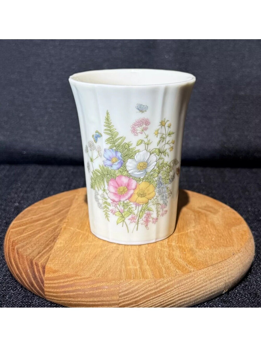 Vintage Takahashi San Francisco Fern White Floral Mini Vase Cup Made In Japan
